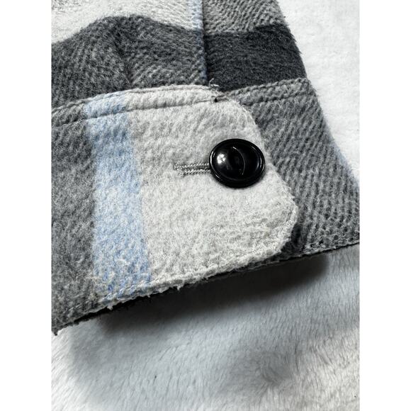 Alpine Design Plaid Wool Blend Zip Jacket Gray Blue Buffalo Check SZ M - Picture 2 of 11